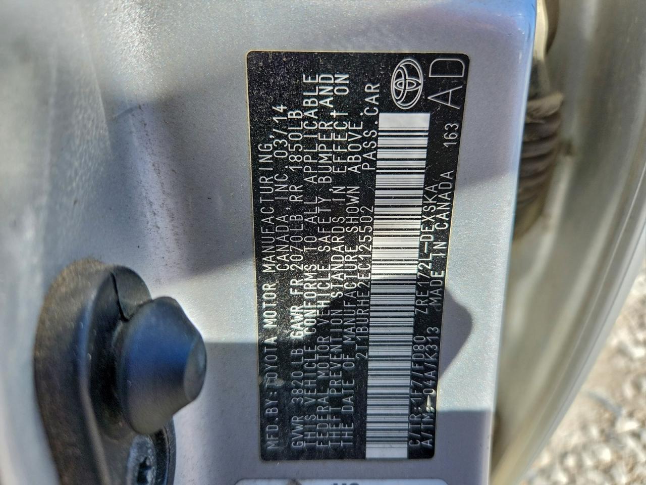 2014 TOYOTA COROLLA