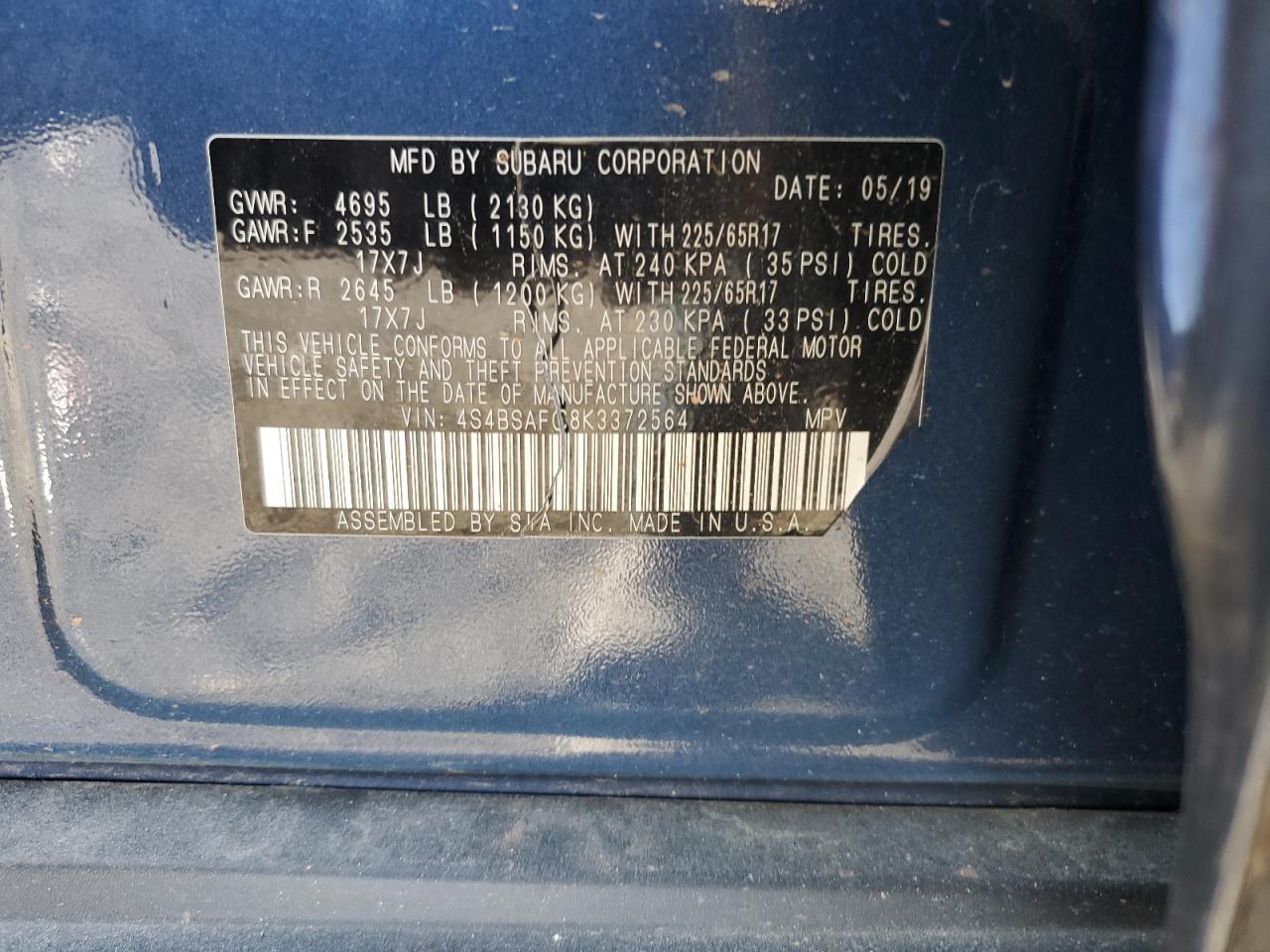 2019 SUBARU Outback