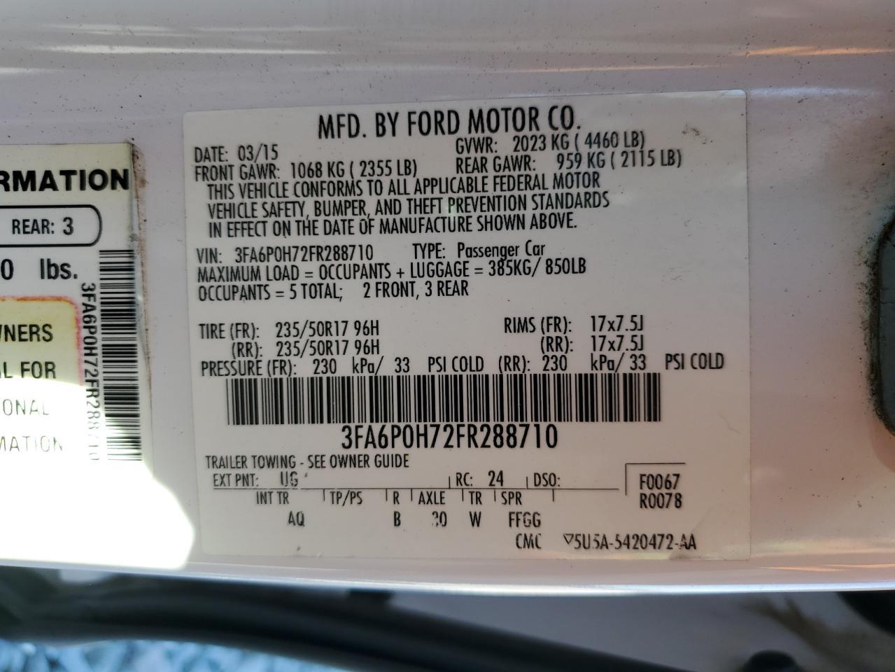 2015 FORD FUSION