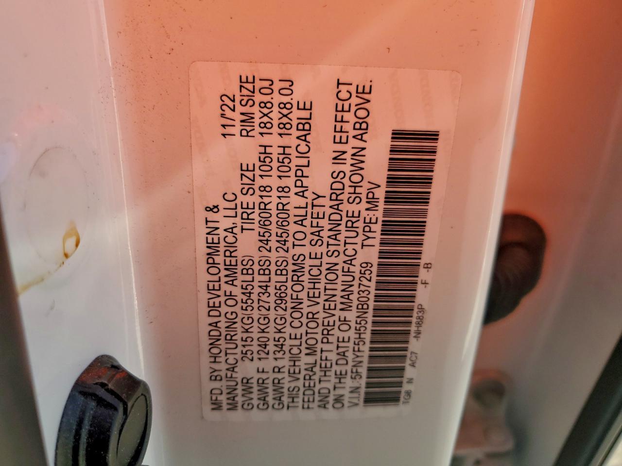 2022 HONDA PILOT