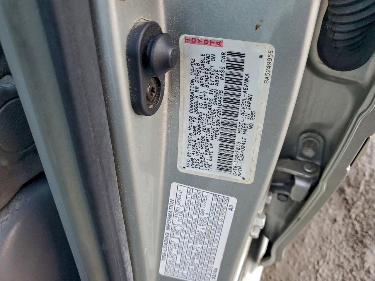 2002 TOYOTA CAMRY