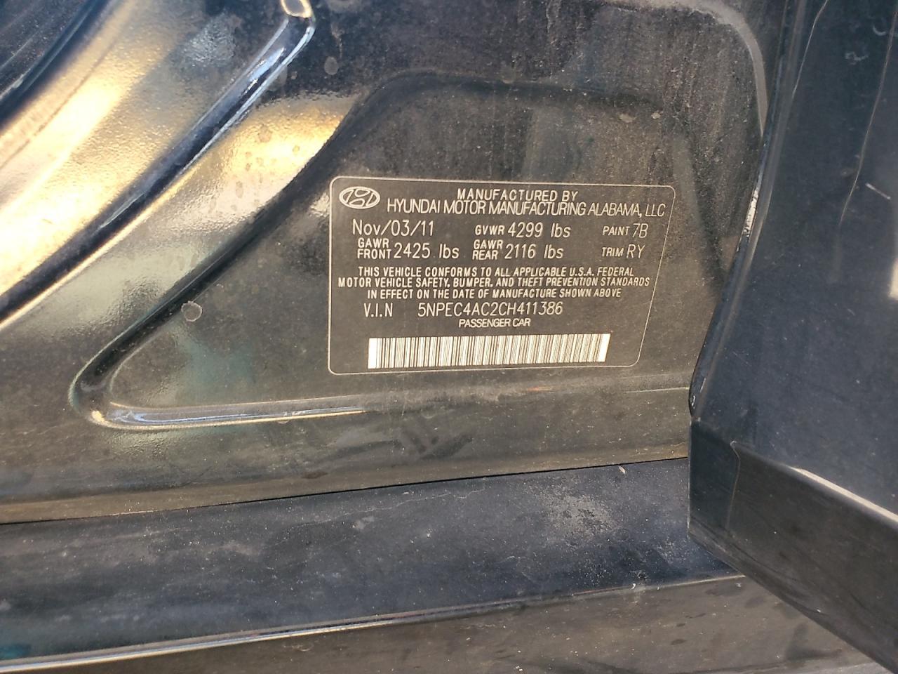 2012 HYUNDAI SONATA