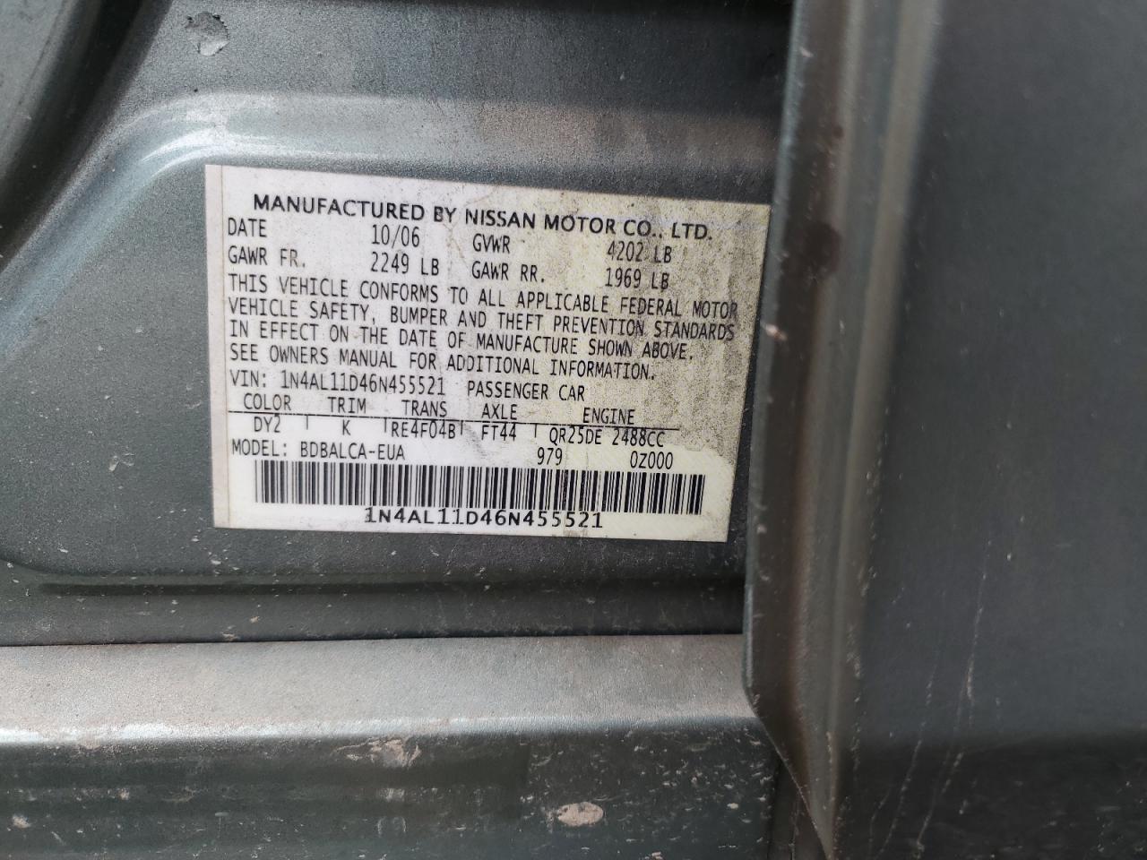 2006 NISSAN ALTIMA