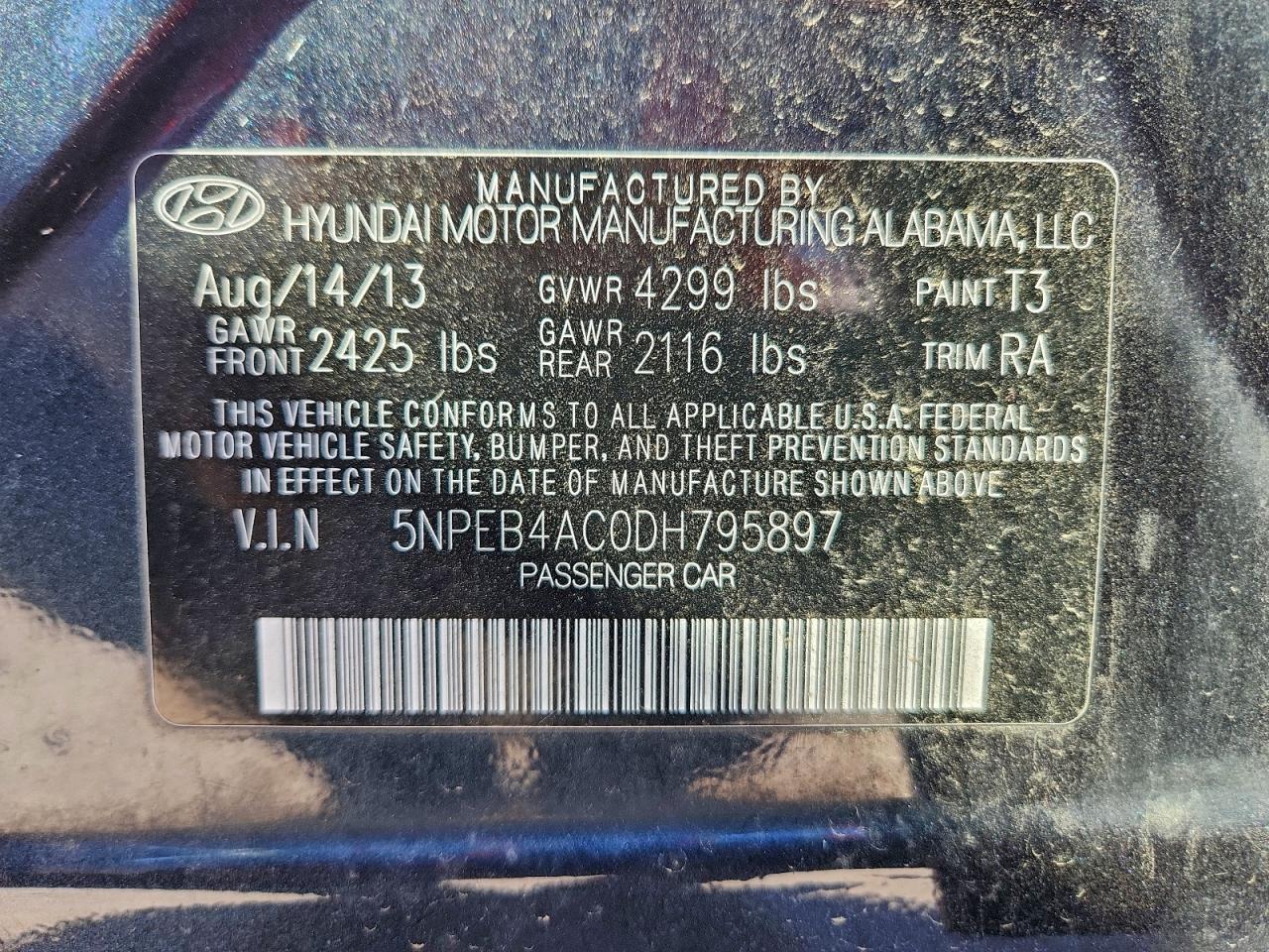 2013 HYUNDAI SONATA