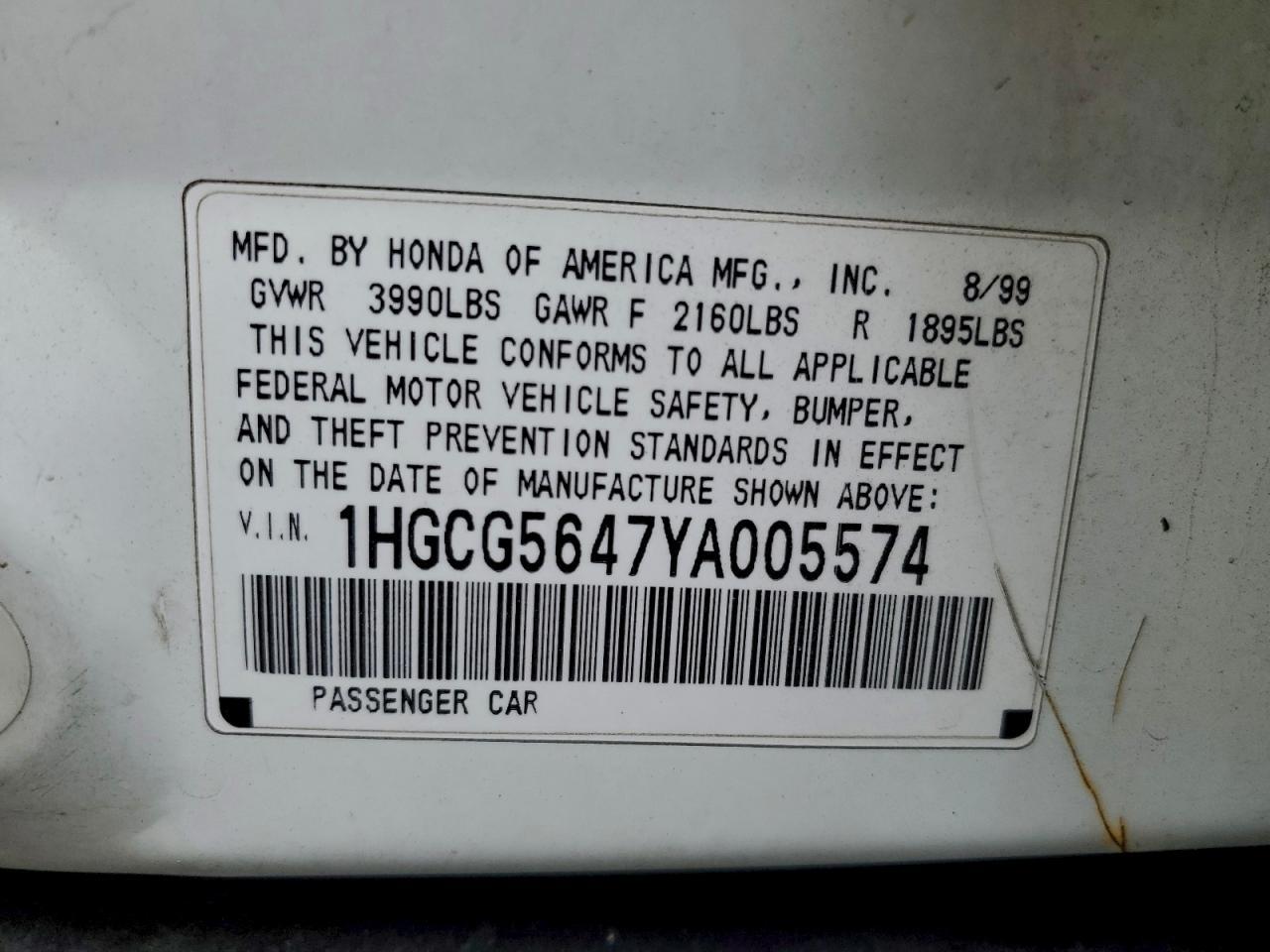 2000 HONDA ACCORD