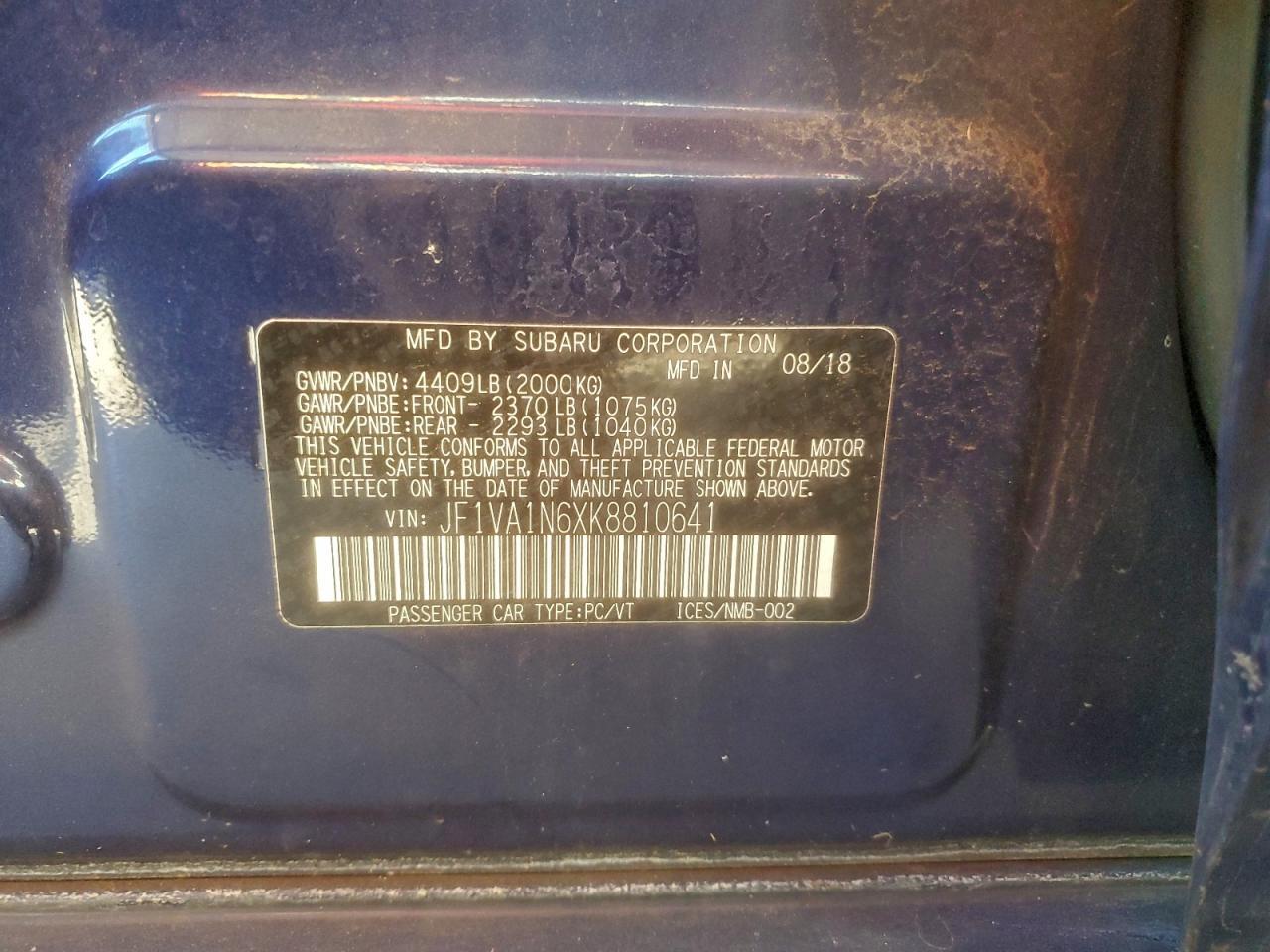 2019 SUBARU WRX
