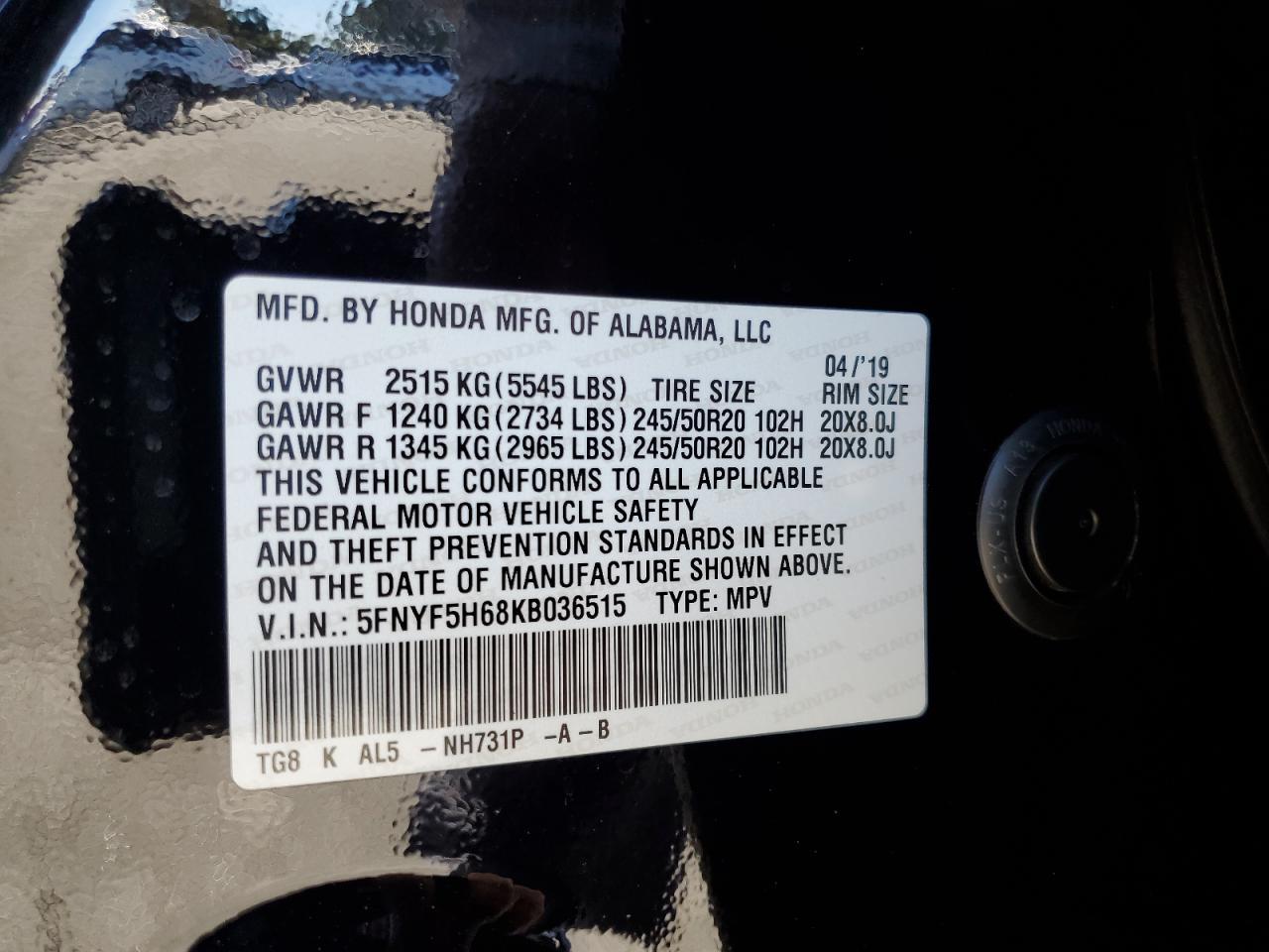 2019 HONDA PILOT