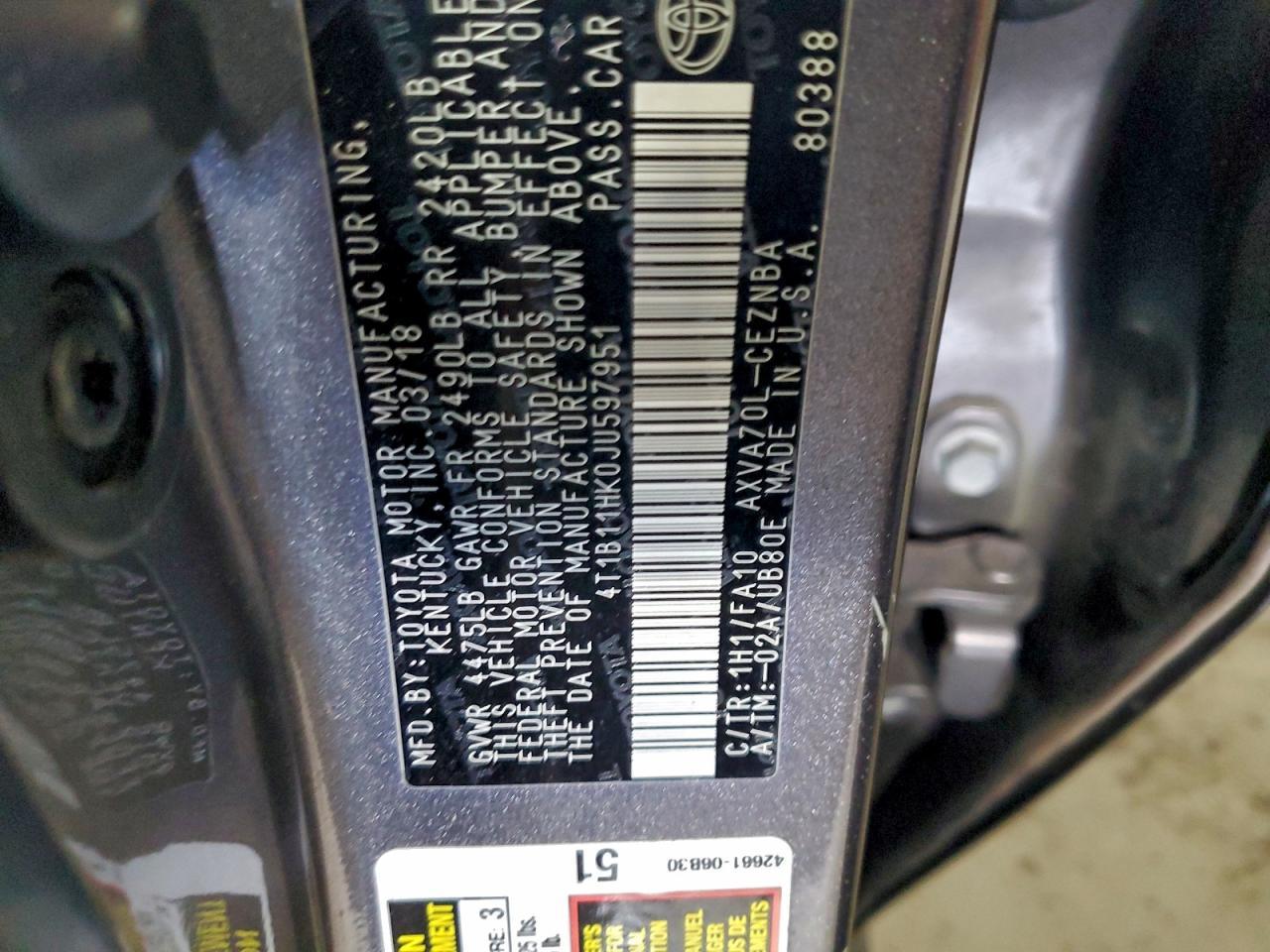 2018 TOYOTA CAMRY