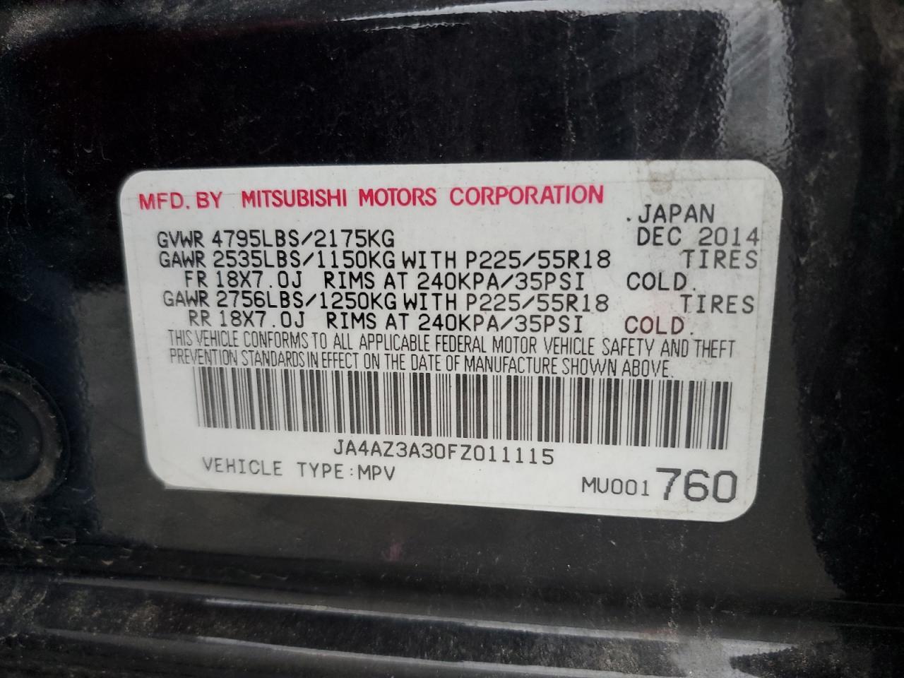2015 MITSUBISHI outlander