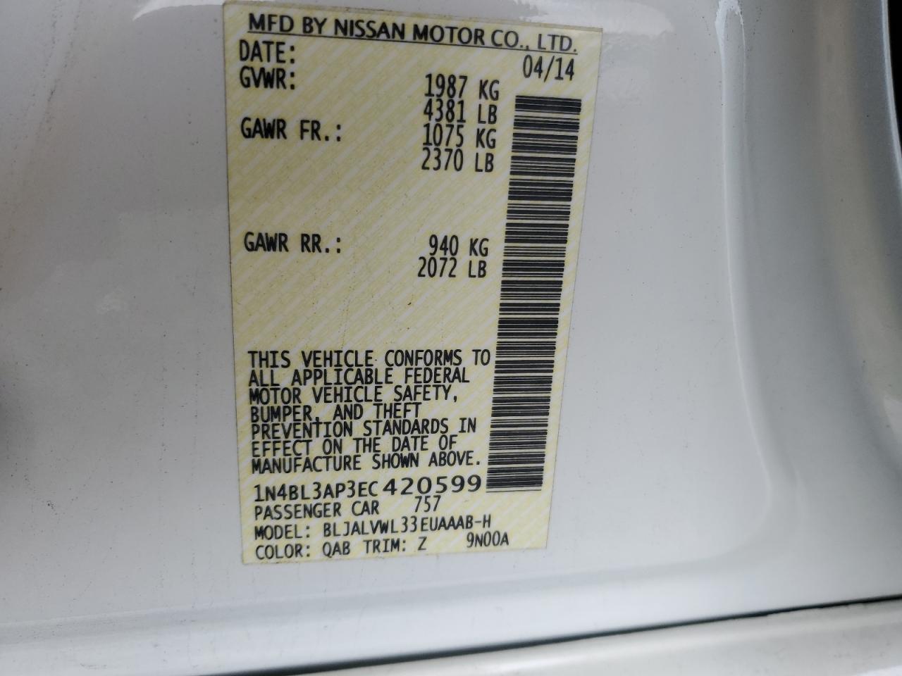 2014 NISSAN ALTIMA