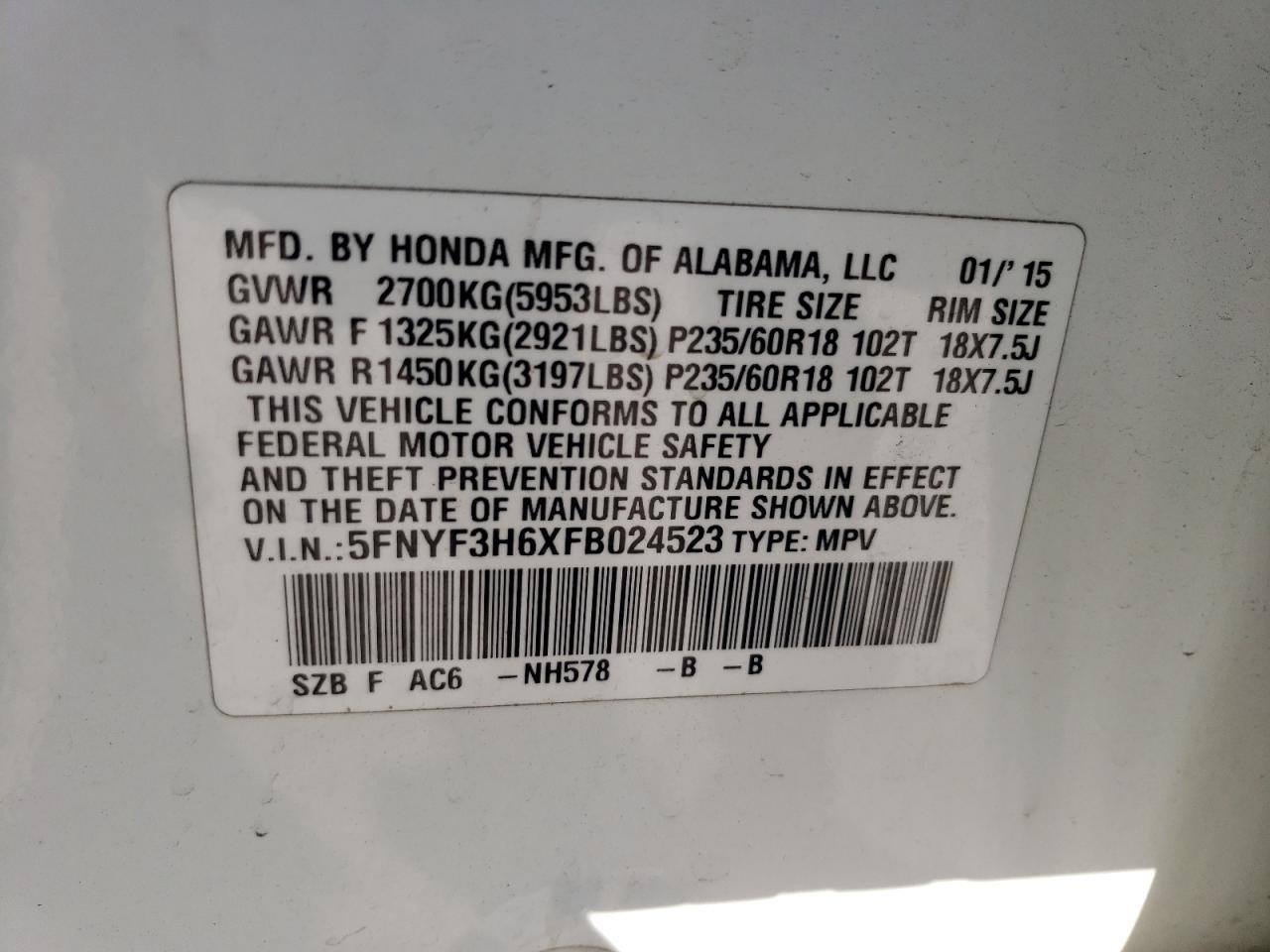 2015 HONDA PILOT