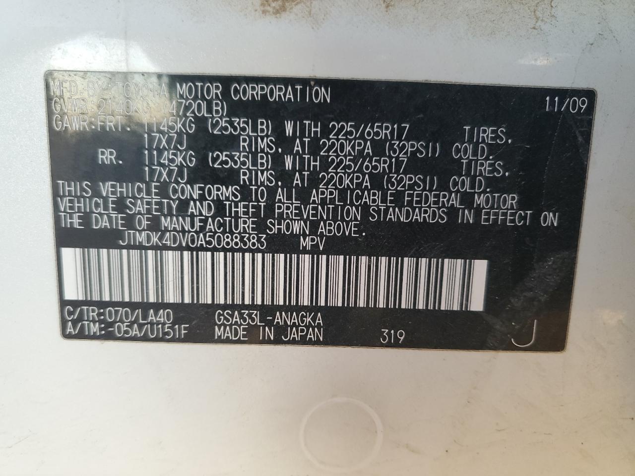 2010 TOYOTA RAV4