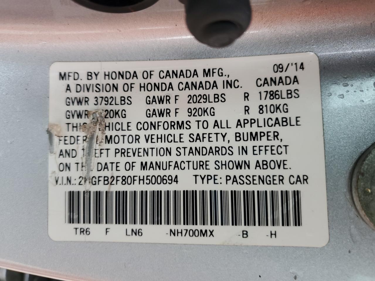 2015 HONDA CIVIC