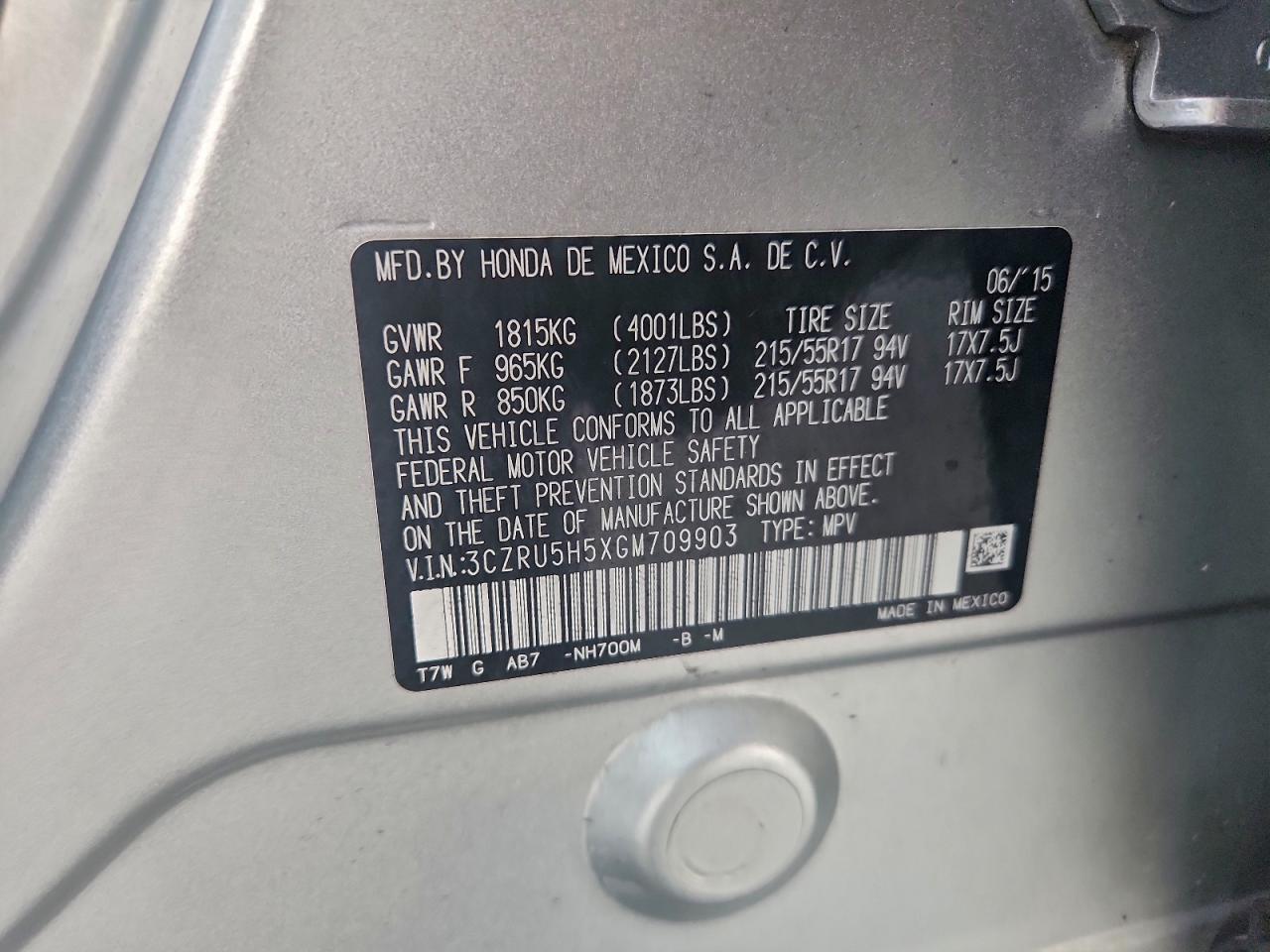 2016 HONDA HR-V