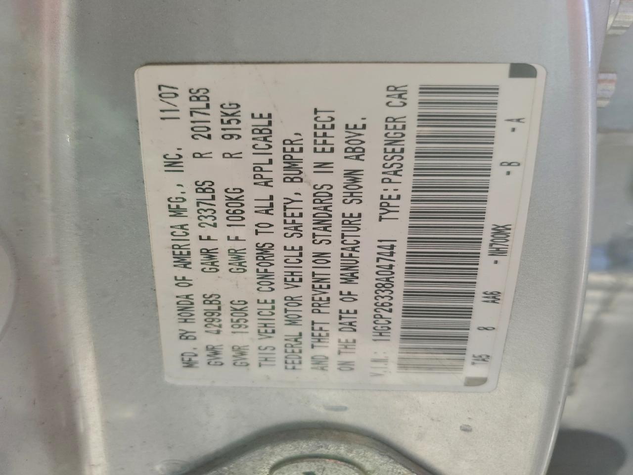 2008 HONDA ACCORD