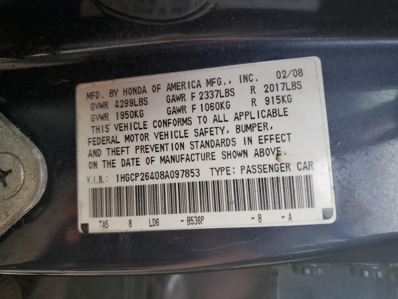 2008 HONDA ACCORD