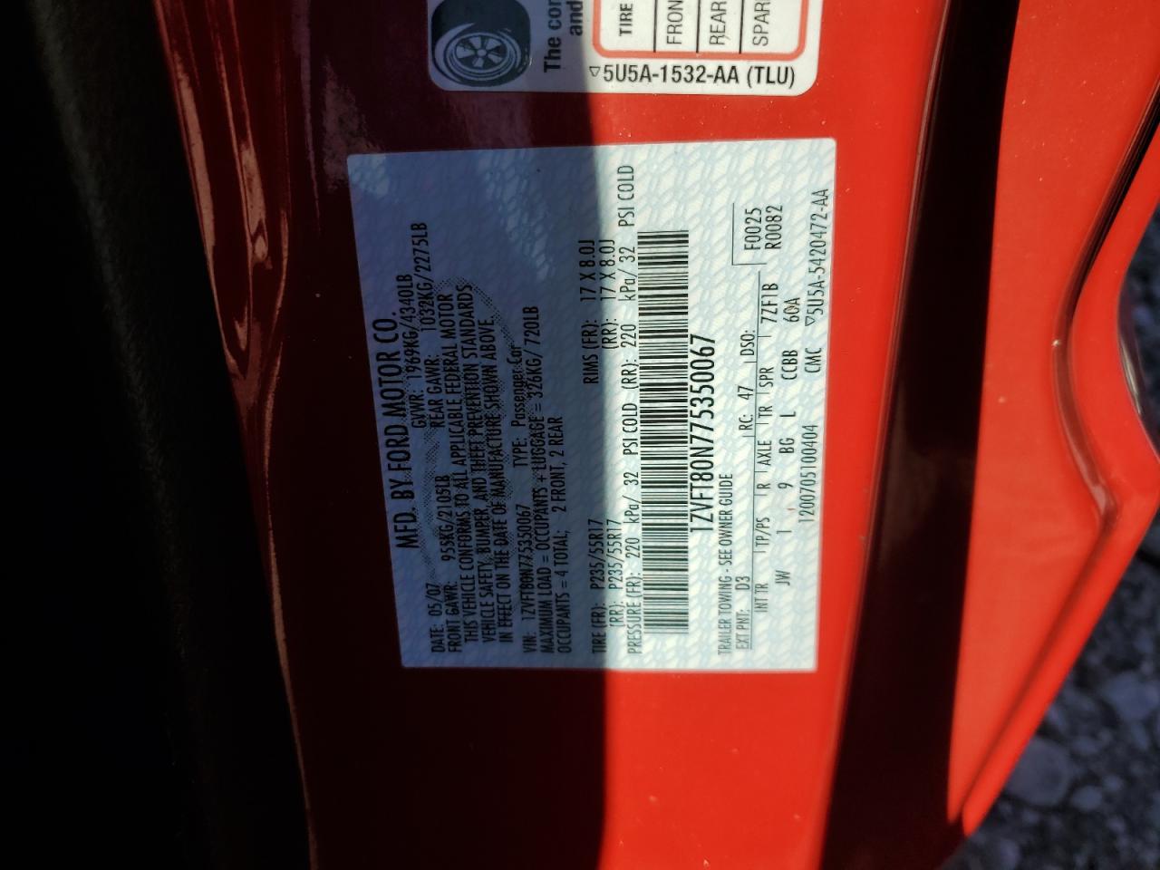 2007 FORD MUSTANG