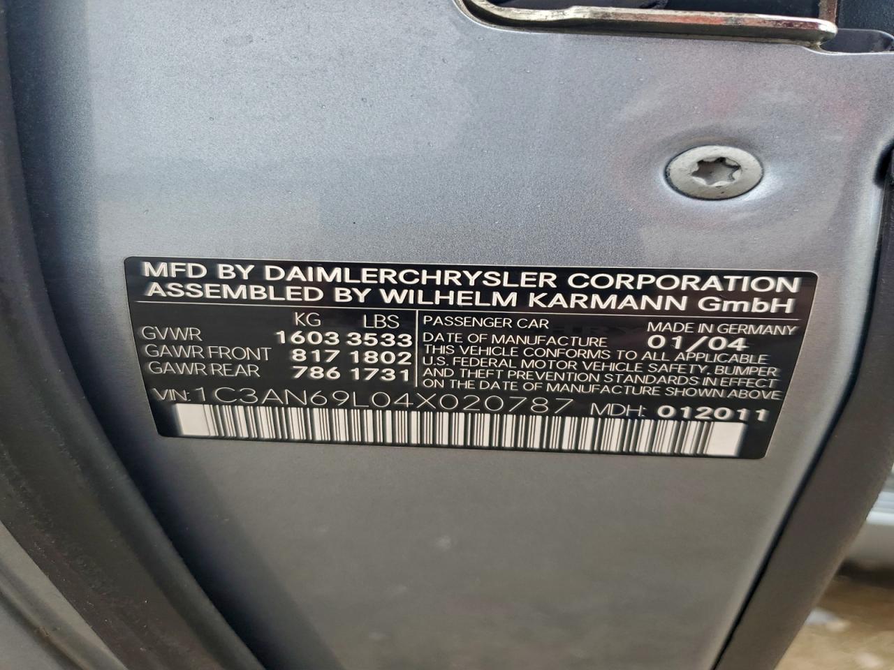 2004 CHRYSLER Crossfire
