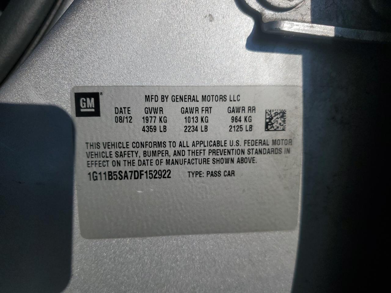2013 CHEVROLET MALIBU