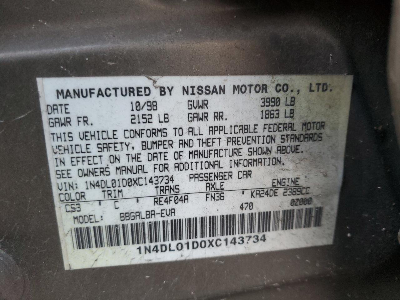 1999 NISSAN ALTIMA