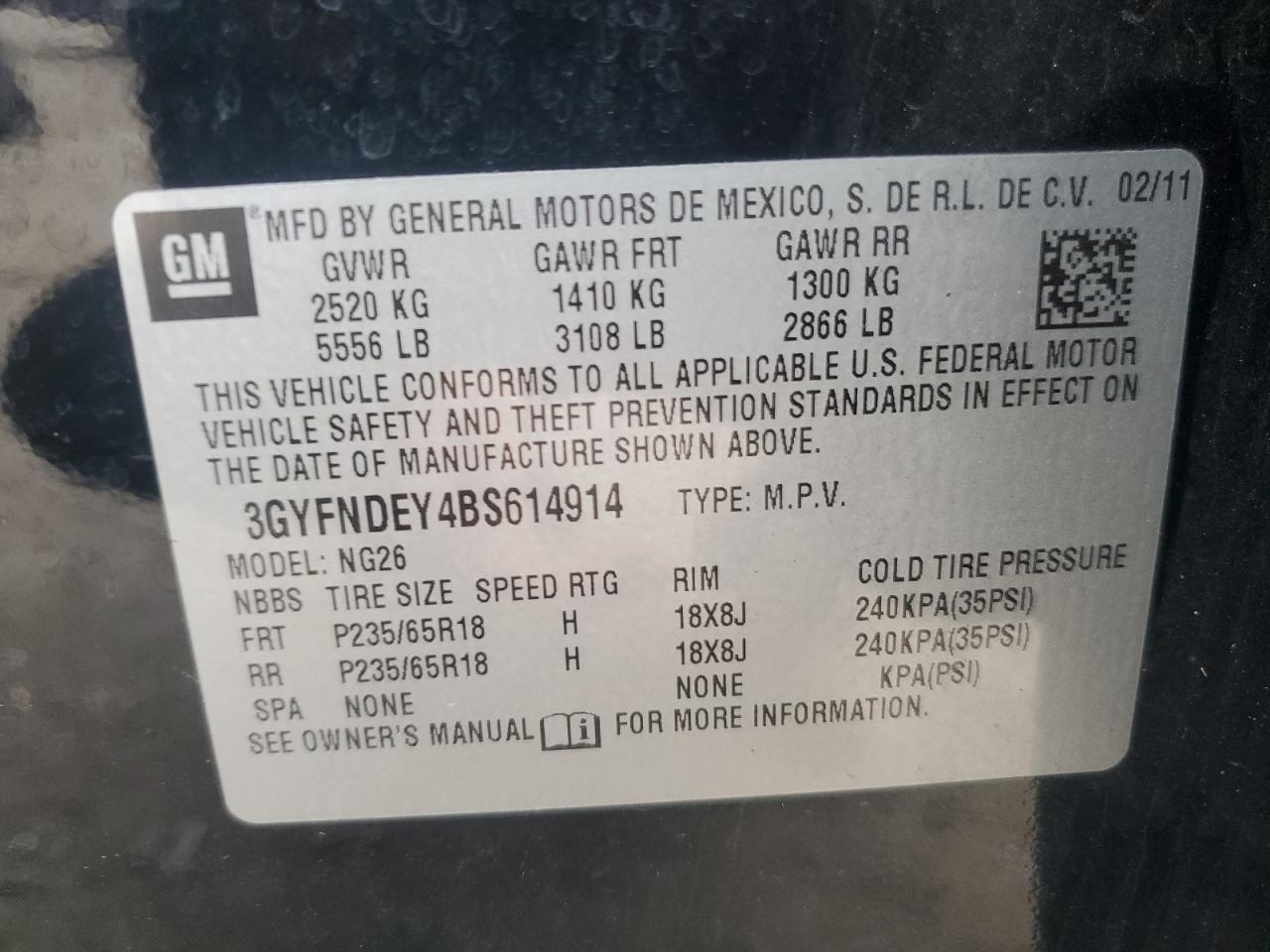 2011 CADILLAC SRX