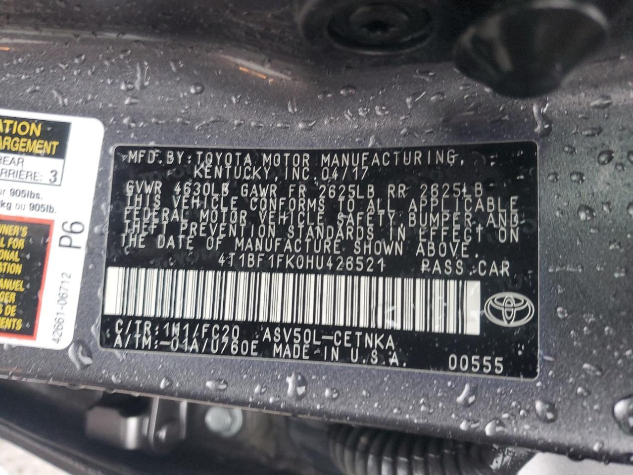 2017 TOYOTA CAMRY