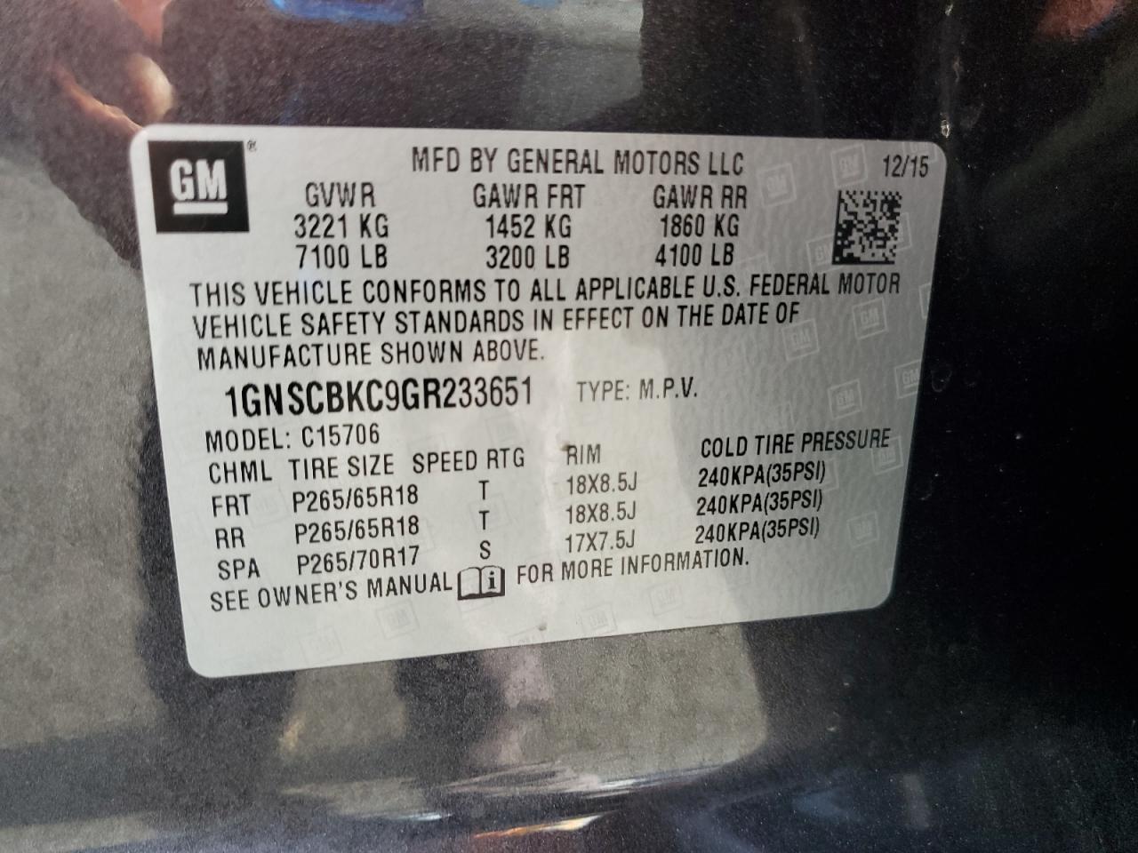 2016 CHEVROLET Tahoe
