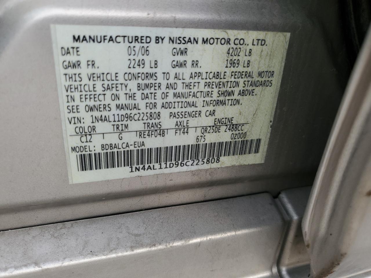 2006 NISSAN ALTIMA