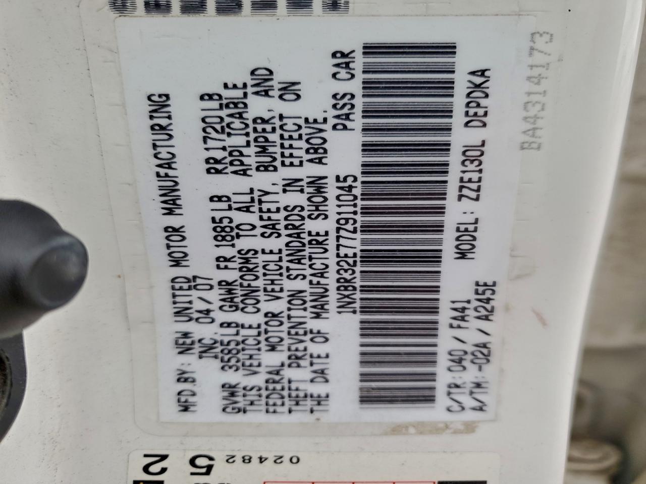 2007 TOYOTA COROLLA