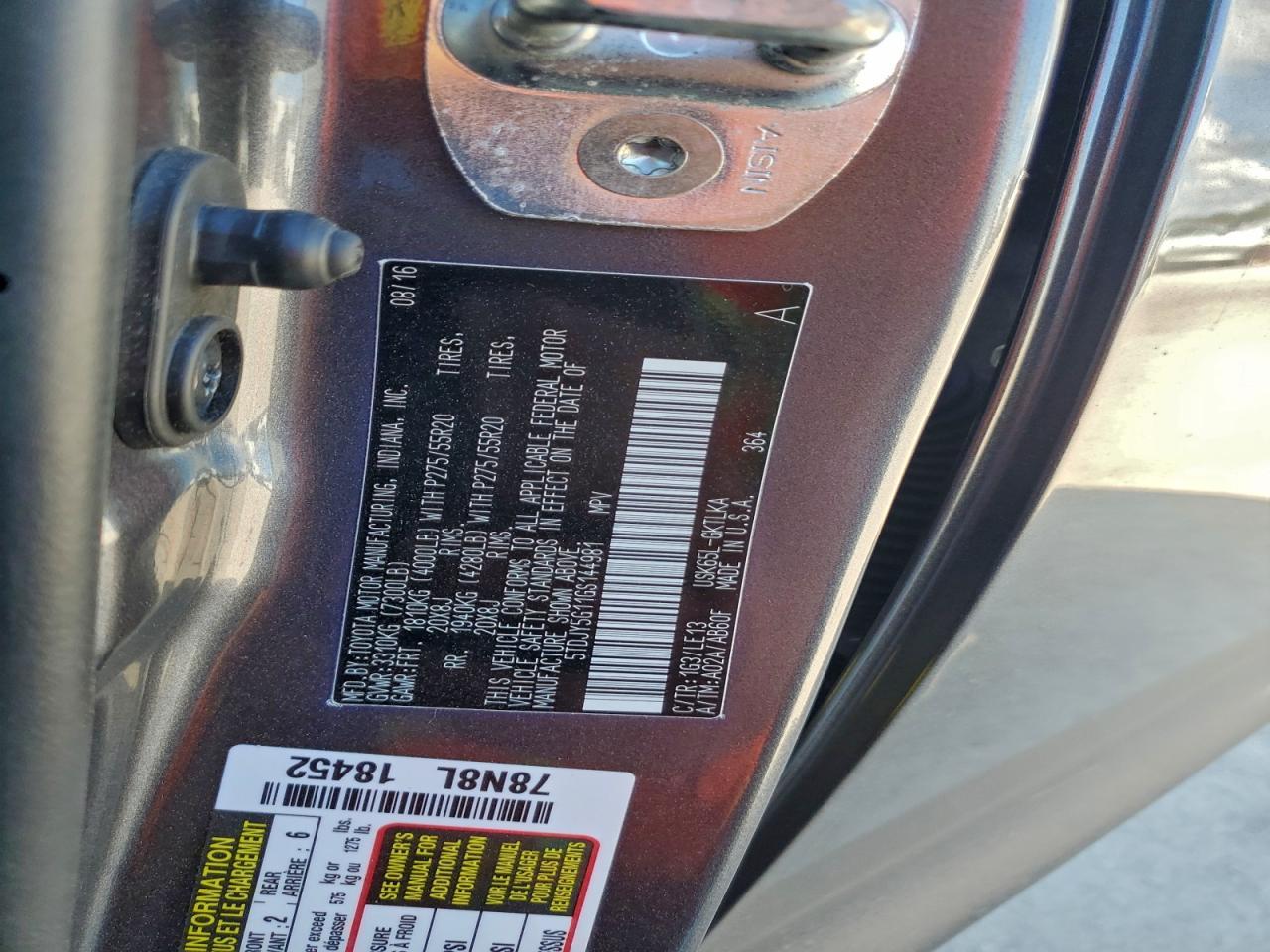 2016 TOYOTA Sequoia