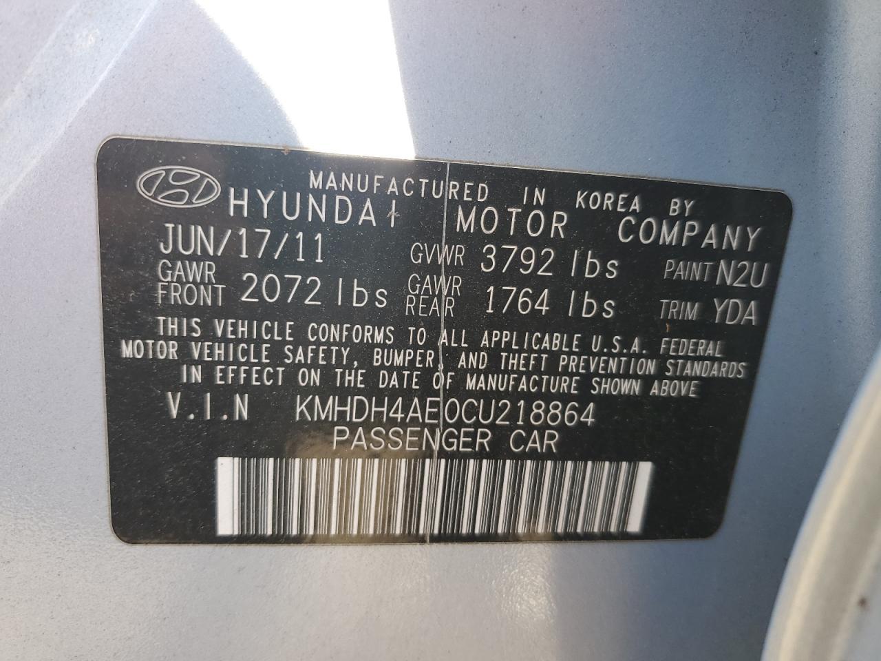 2012 HYUNDAI ELANTRA