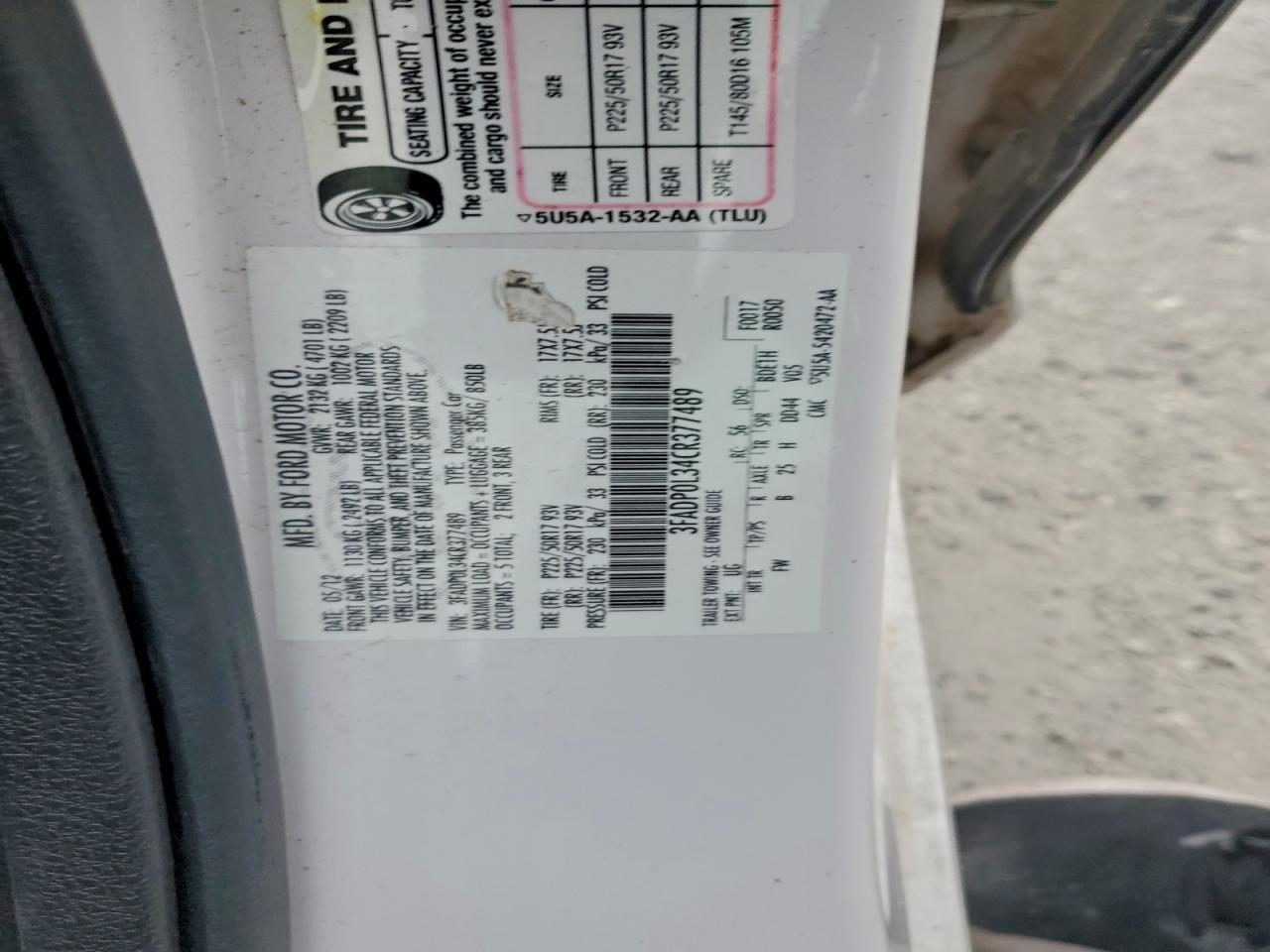 2012 FORD FUSION