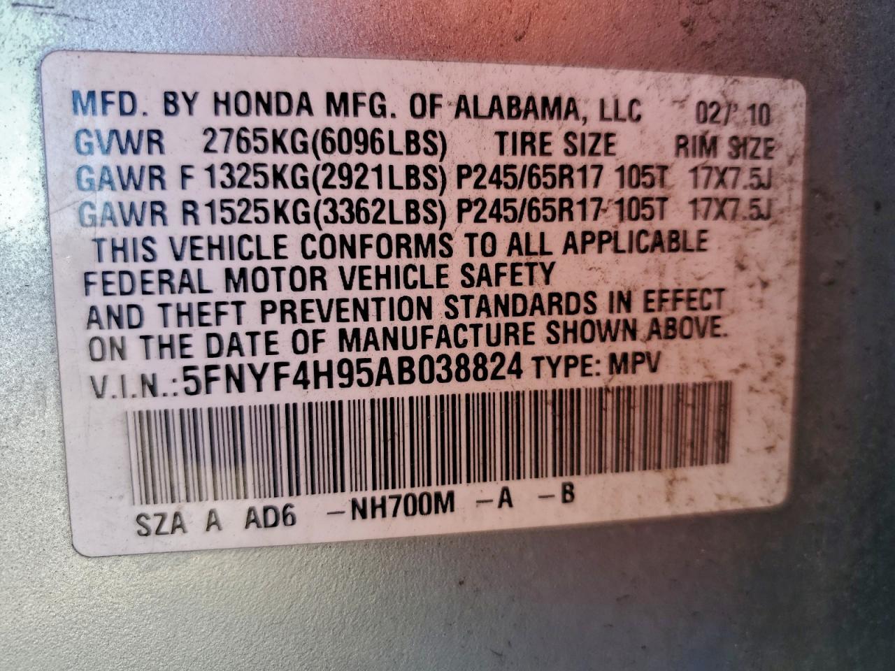 2010 HONDA PILOT