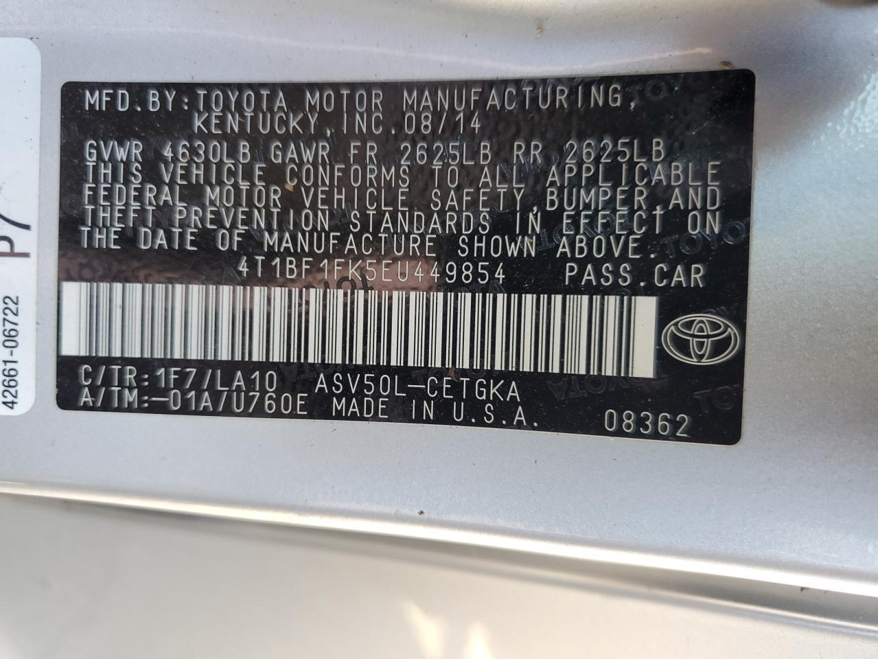 2014 TOYOTA CAMRY