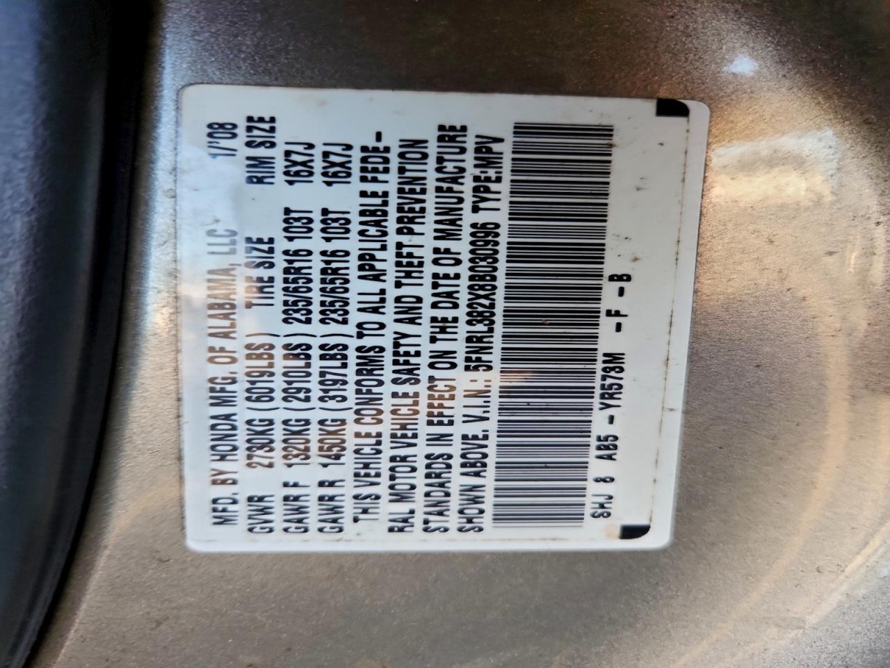 2008 HONDA ODYSSEY