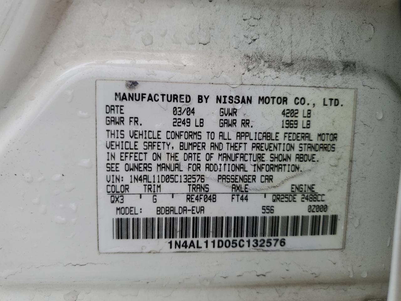 2005 NISSAN ALTIMA