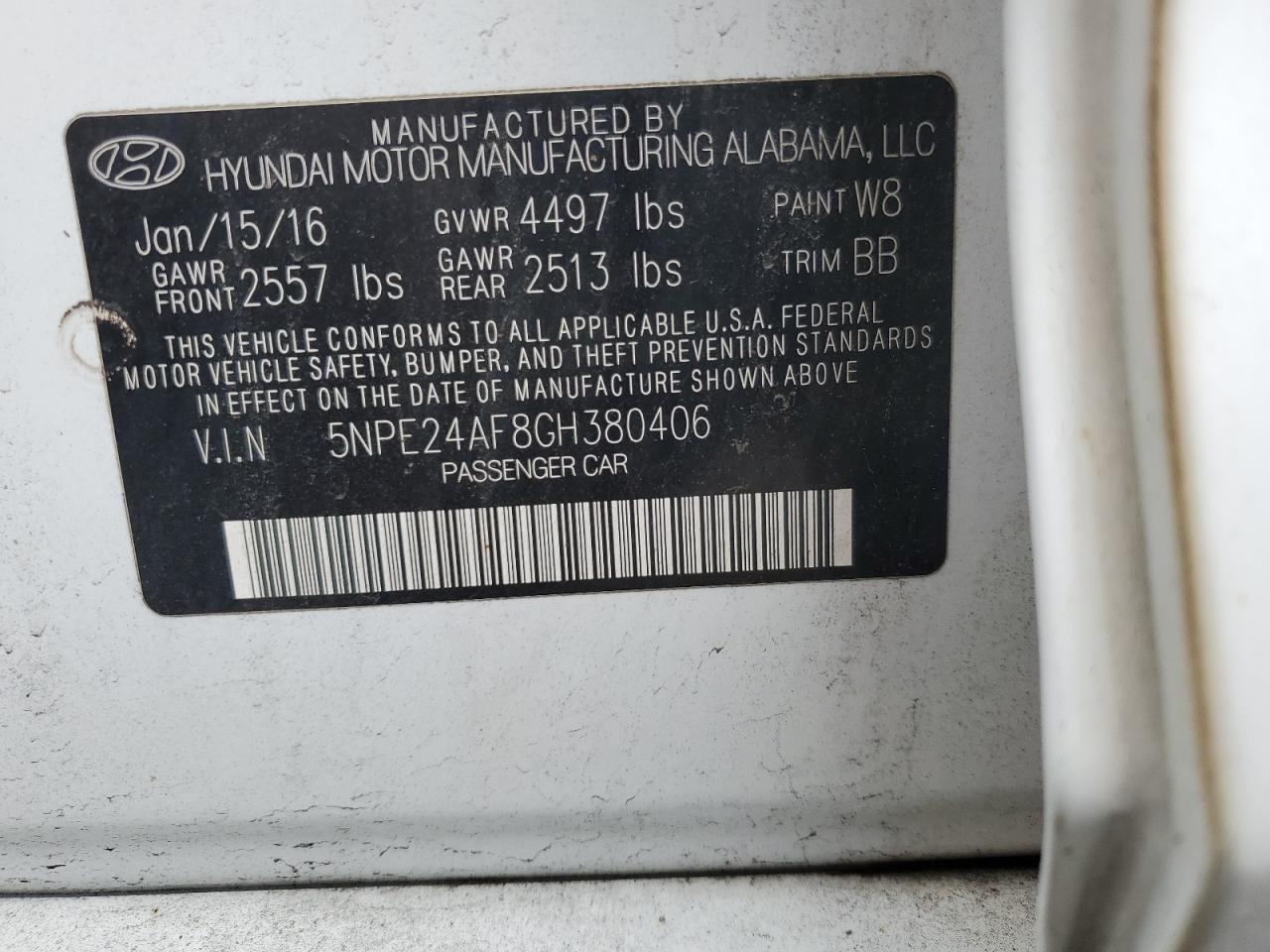 2016 HYUNDAI SONATA
