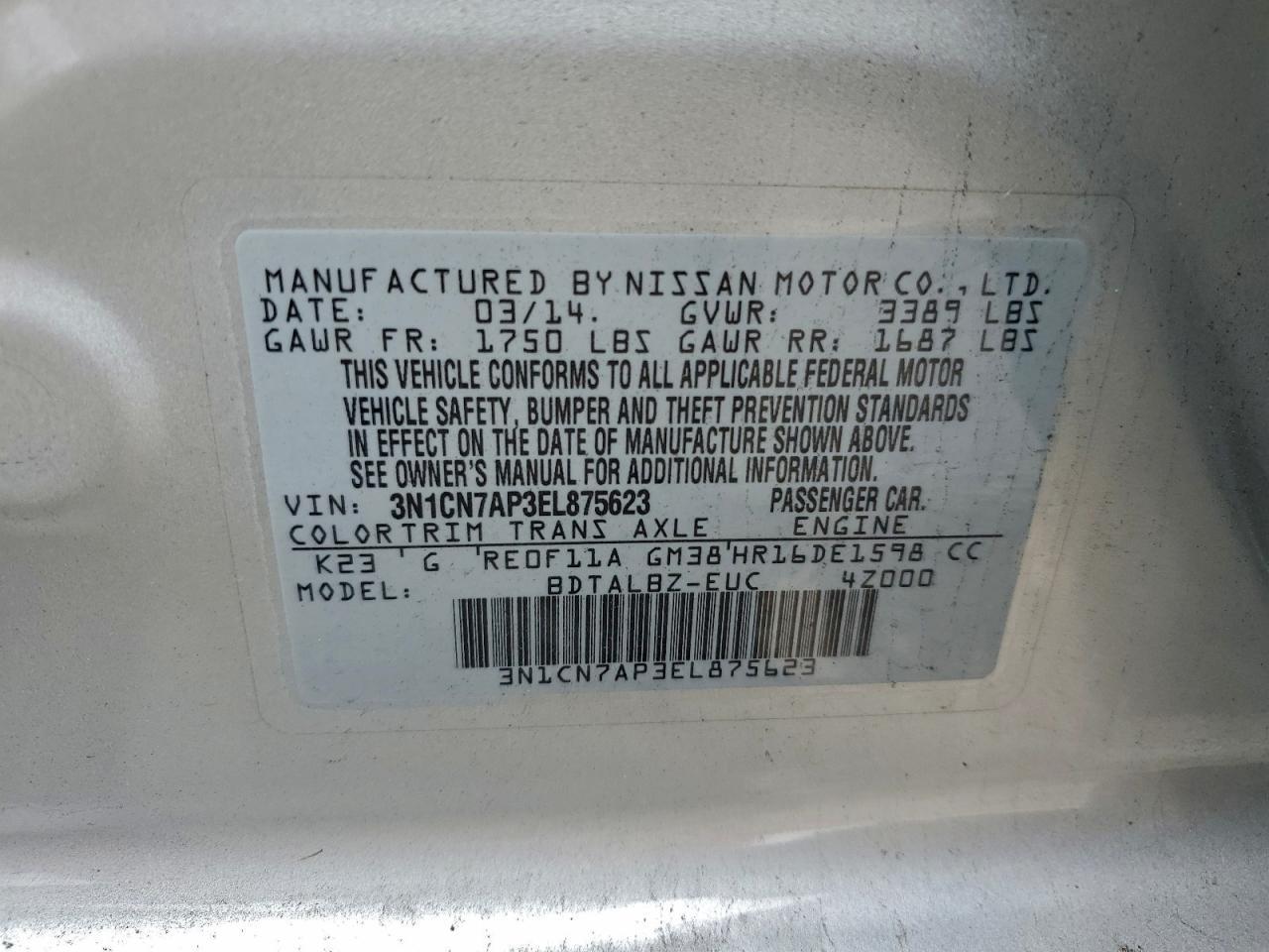 2014 NISSAN VERSA