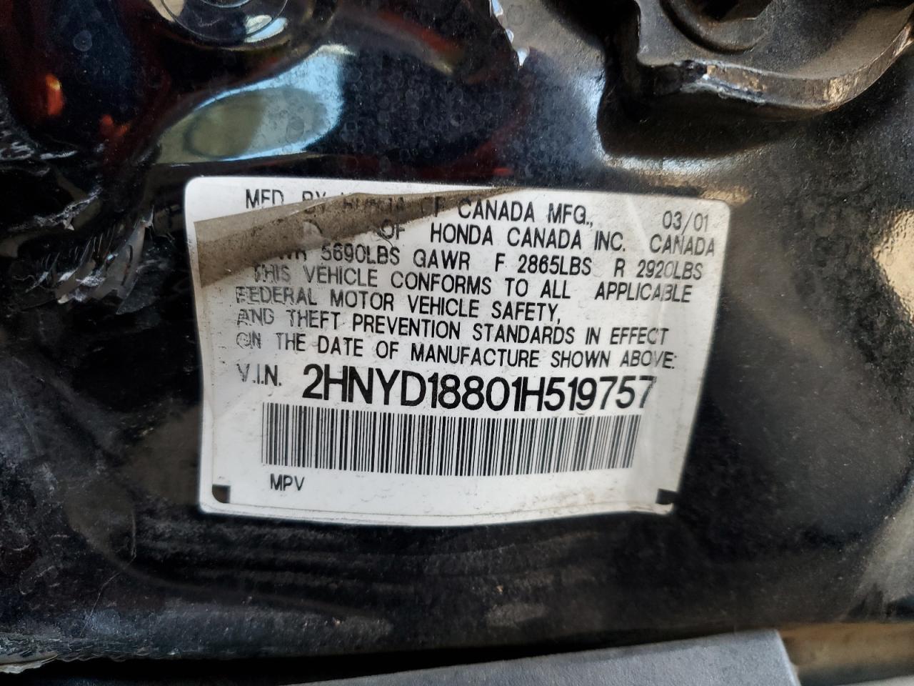 2001 ACURA MDX
