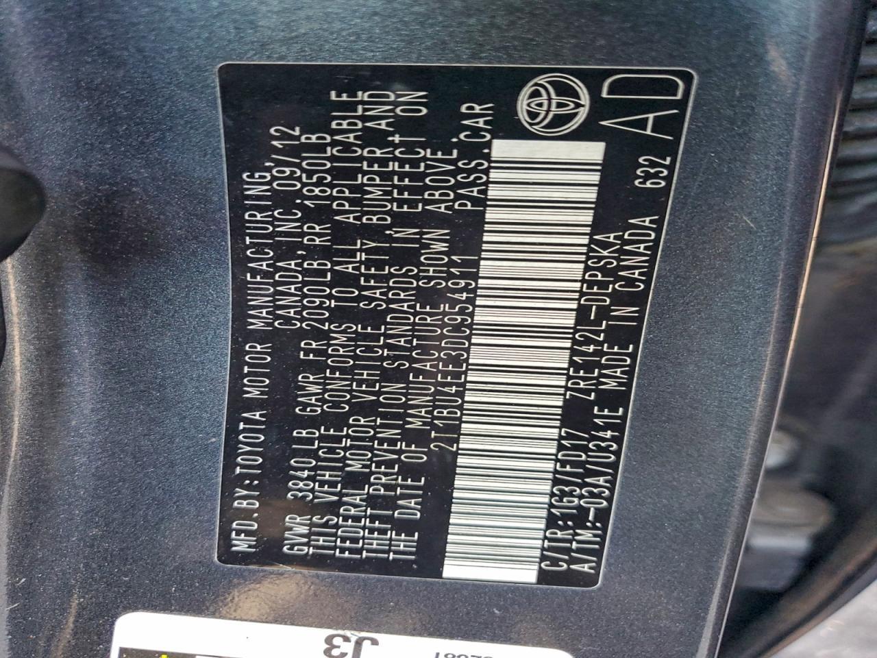 2013 TOYOTA COROLLA