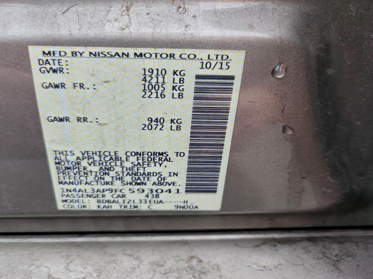 2015 NISSAN ALTIMA