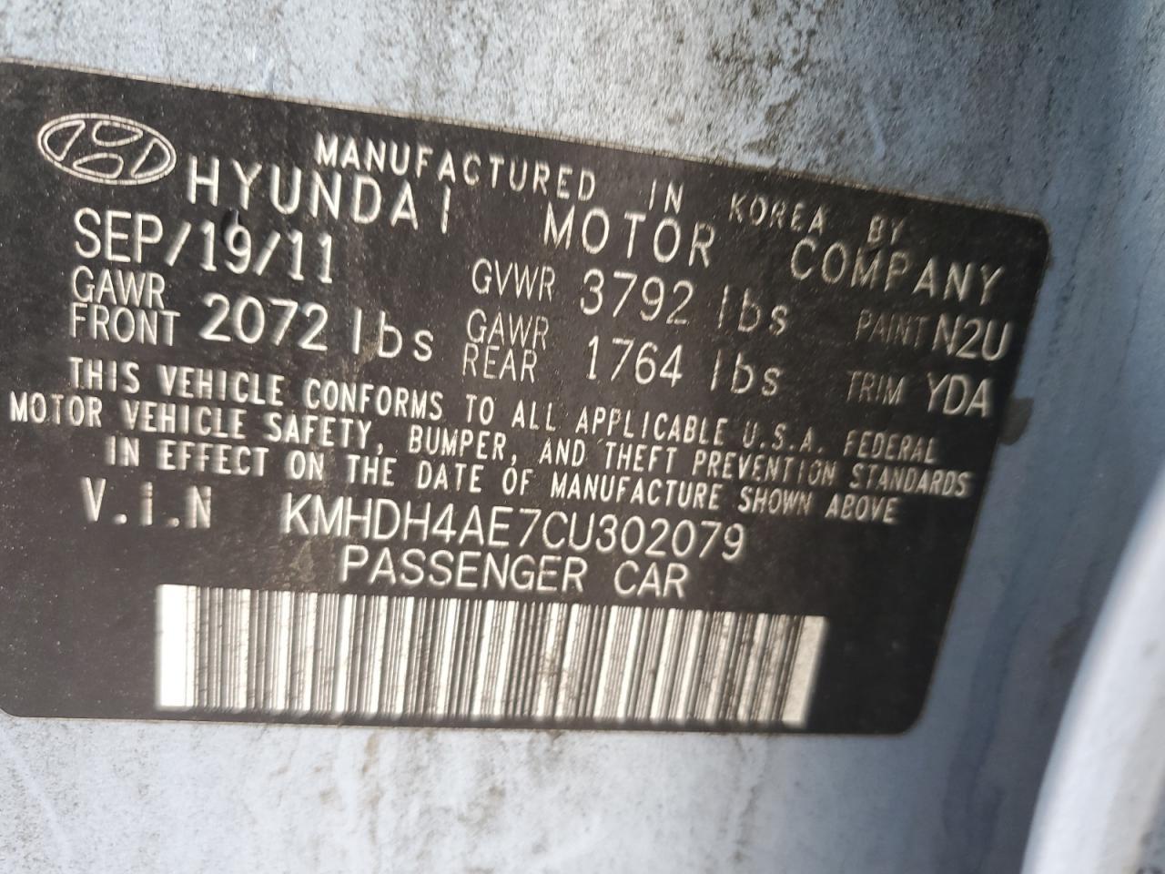 2012 HYUNDAI ELANTRA