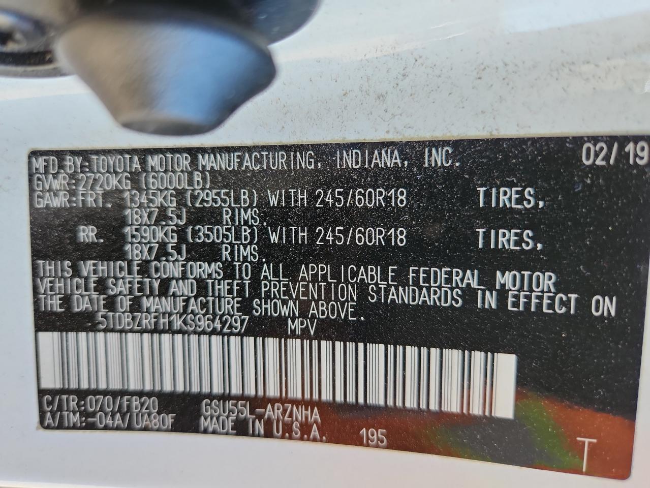 2019 TOYOTA HIGHLANDER