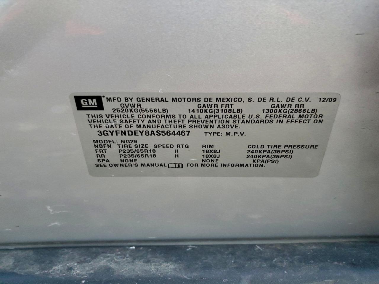 2010 CADILLAC SRX