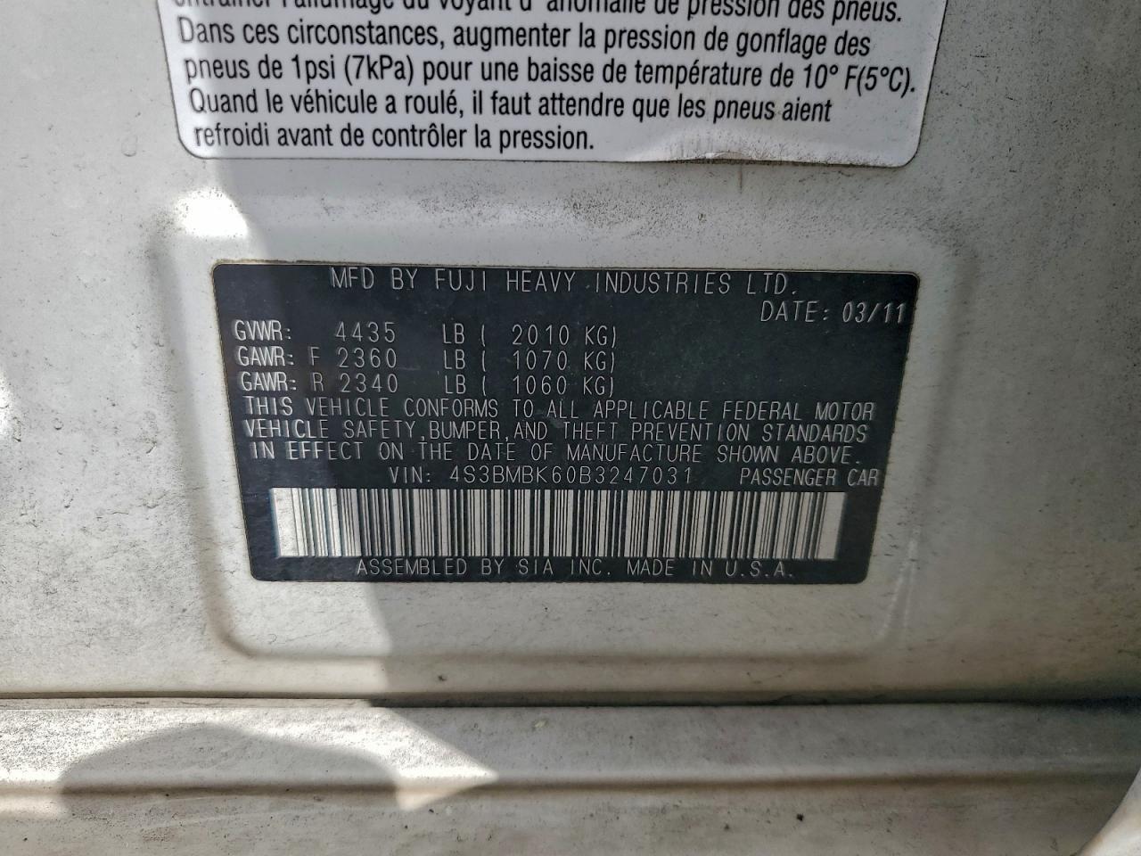 2011 SUBARU Legacy