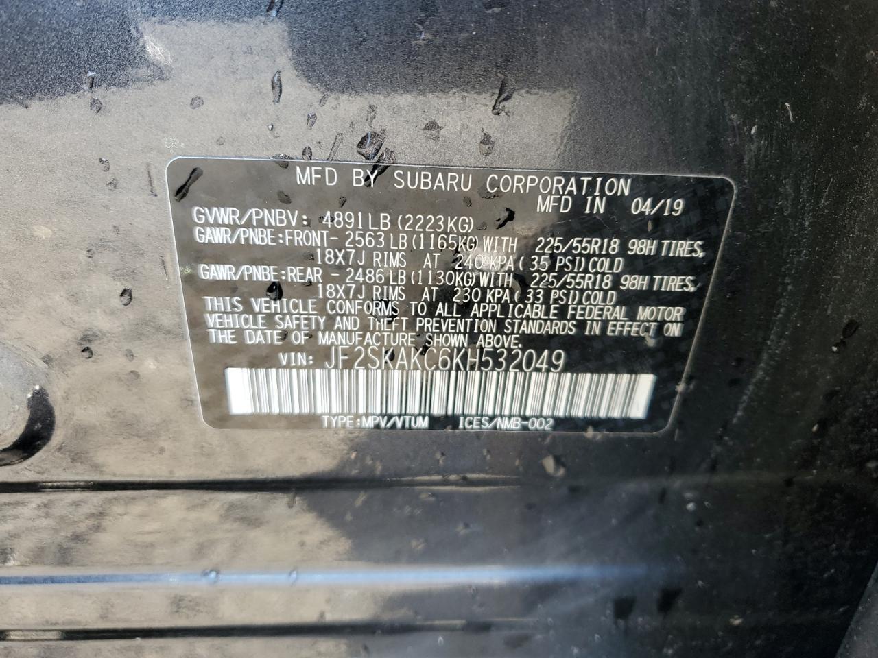 2019 SUBARU FORESTER