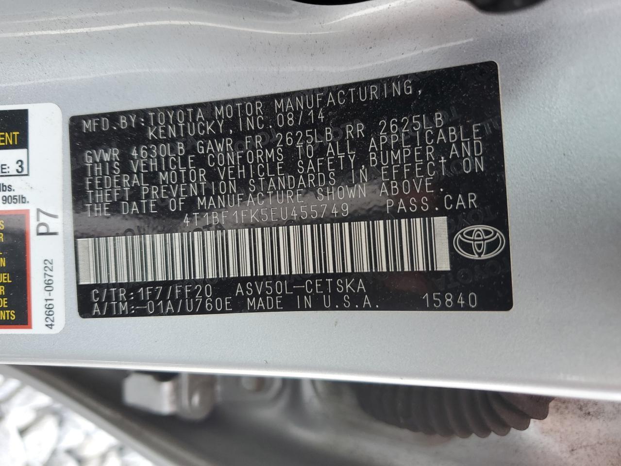 2014 TOYOTA CAMRY