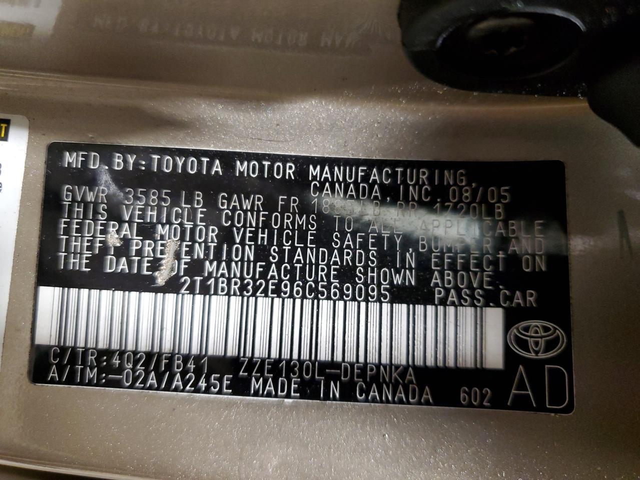 2006 TOYOTA COROLLA