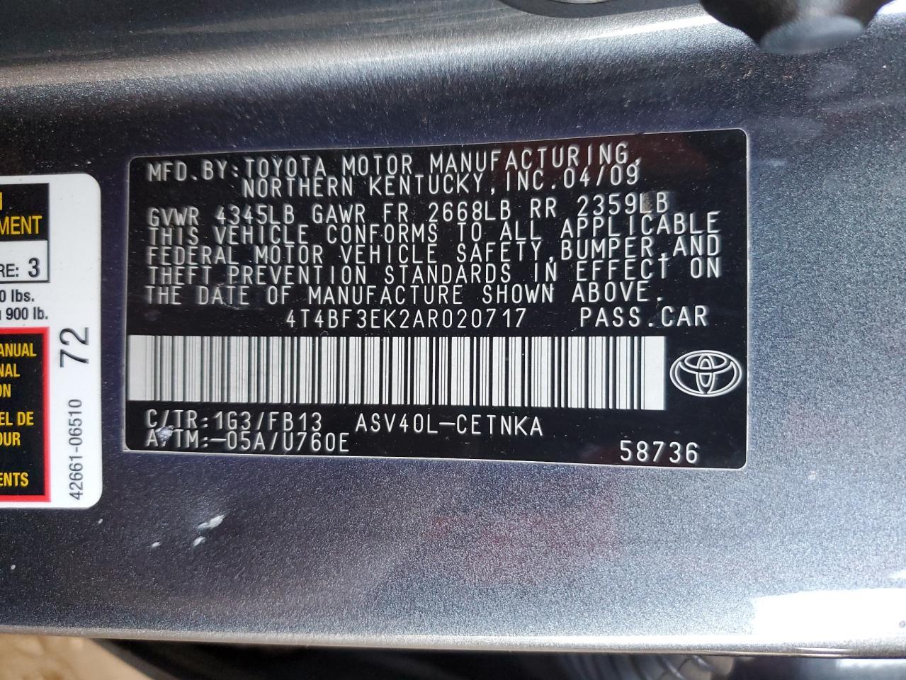 2010 TOYOTA CAMRY