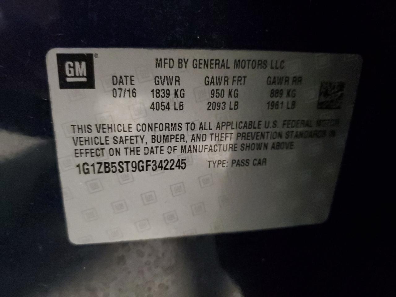2016 CHEVROLET MALIBU